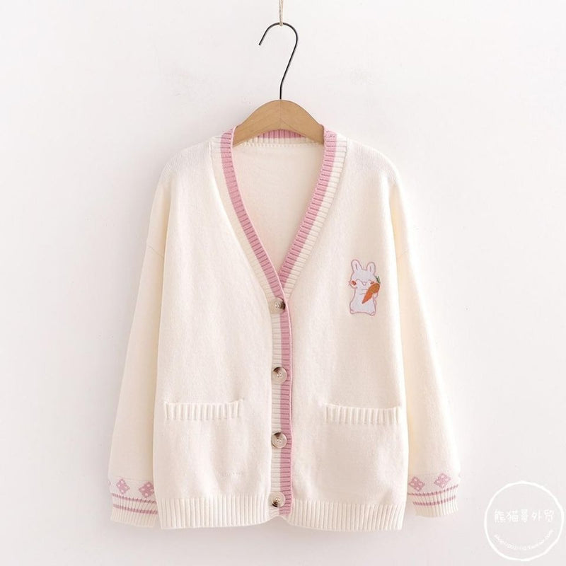 Cozy carrot bunny cardigan - cardigan - kawaii - pastel - sweater