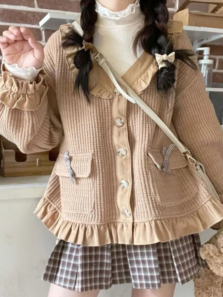 Cozy & cute academia outfit set - academia - cardigan - kawaii - long sleeve - plaid