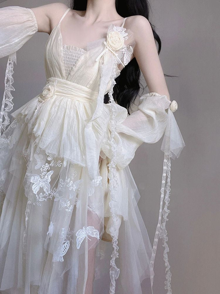 Creamy & White Lace Butterfly Ethereal Maiden Dress | Kawaii Babe M Creamy & White Lace Butterfly Ethereal Maiden Dress | Kawaii Babe M