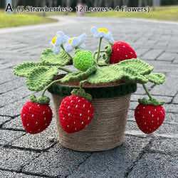 Crochet strawberry plants - berries - bonsai - crochet - home decor - decoration