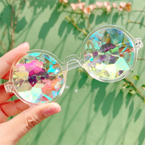 Crystal Gem Sunglasses Round Kaleidoscope Prism Festival  display picture 1