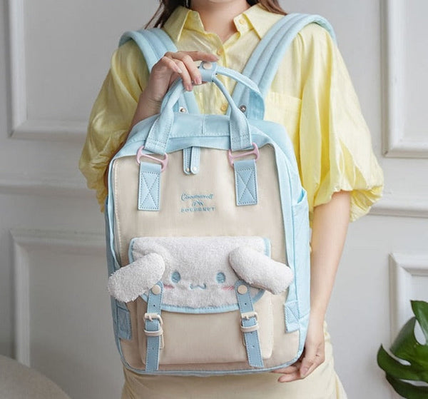 Cuddly blue cinna backpack - backpack - bag - canvas - cinnamoroll - kawaii