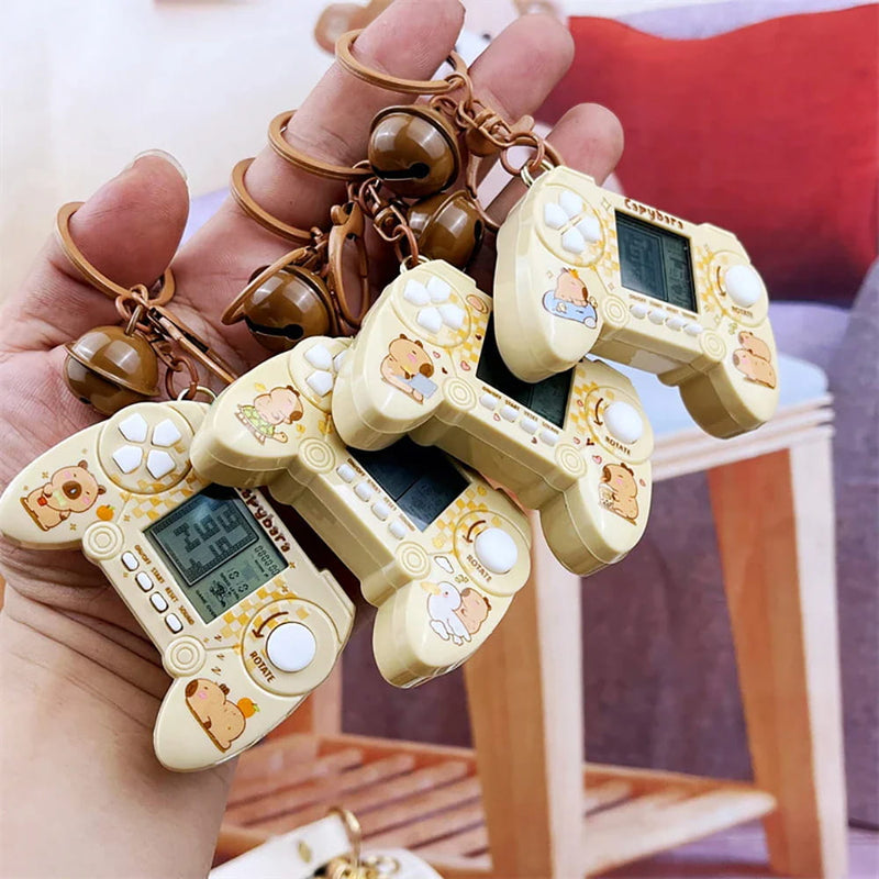 Mini capybara gaming controller keychains with working screens