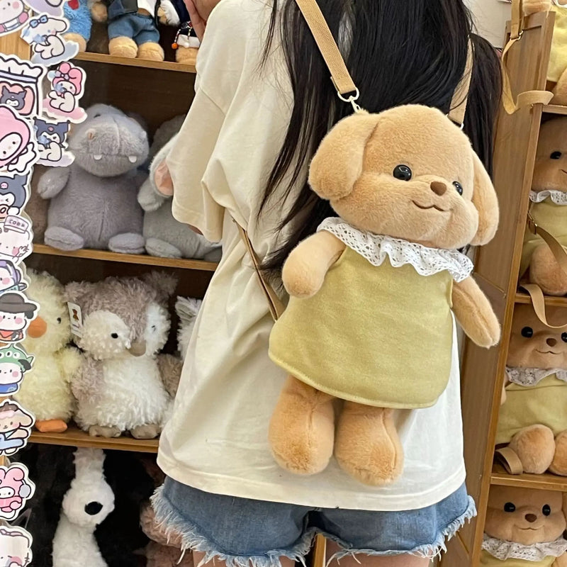 Kawaii cute cozy teddy bear crossbody tote bag purse