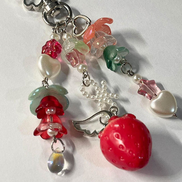 Cute Red Strawberry Angel Dangling Keychain – Kawaii Babe