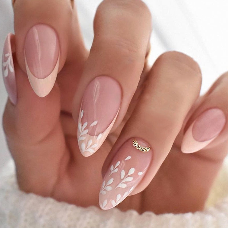 Kawaii cute spring floral press on false nails