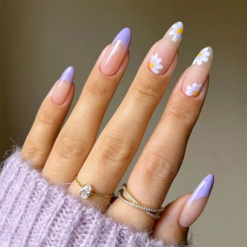 Kawaii cute spring floral press on false nails