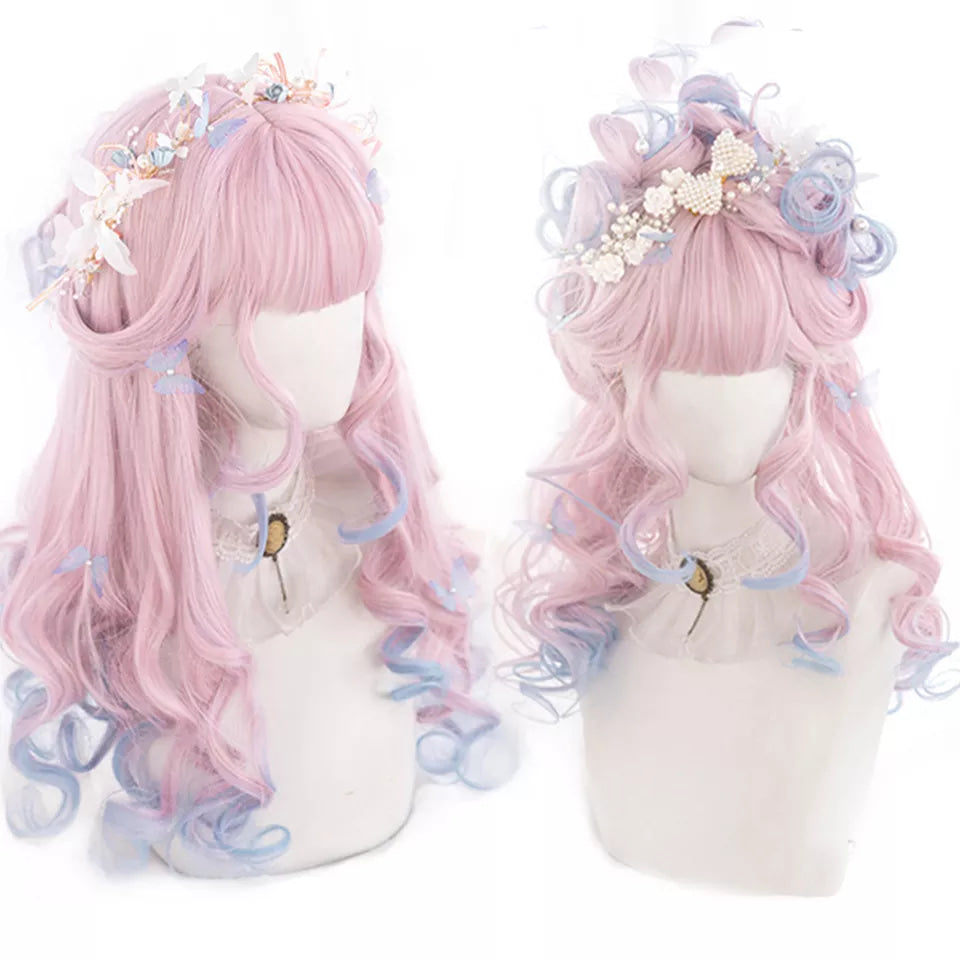 Dainty Blue Pink Ombre Wig Cosplay Cotton Candy Cute| Kawaii  display picture 2