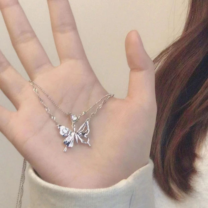 Kawaii dainty & elegant jewelled butterfly necklaces