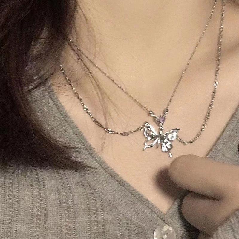 Kawaii dainty & elegant jewelled butterfly necklaces