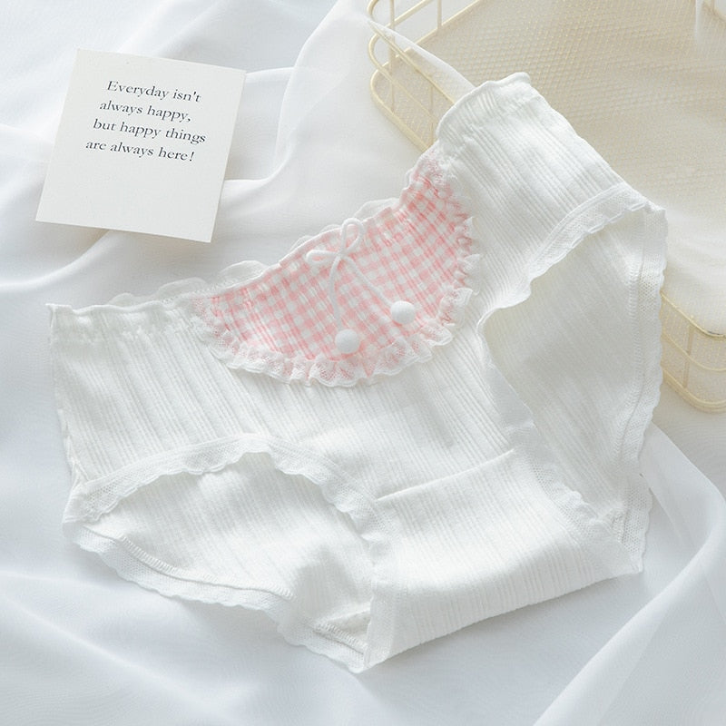 Dainty pink plaid underwear - kawaii - panties - pink - plaid - stripes