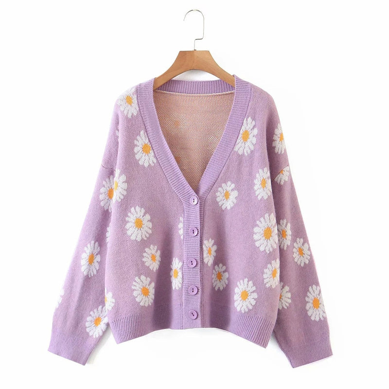 Daisy gal cardigan - cardigan - daisy - floral - flowers - kawaii