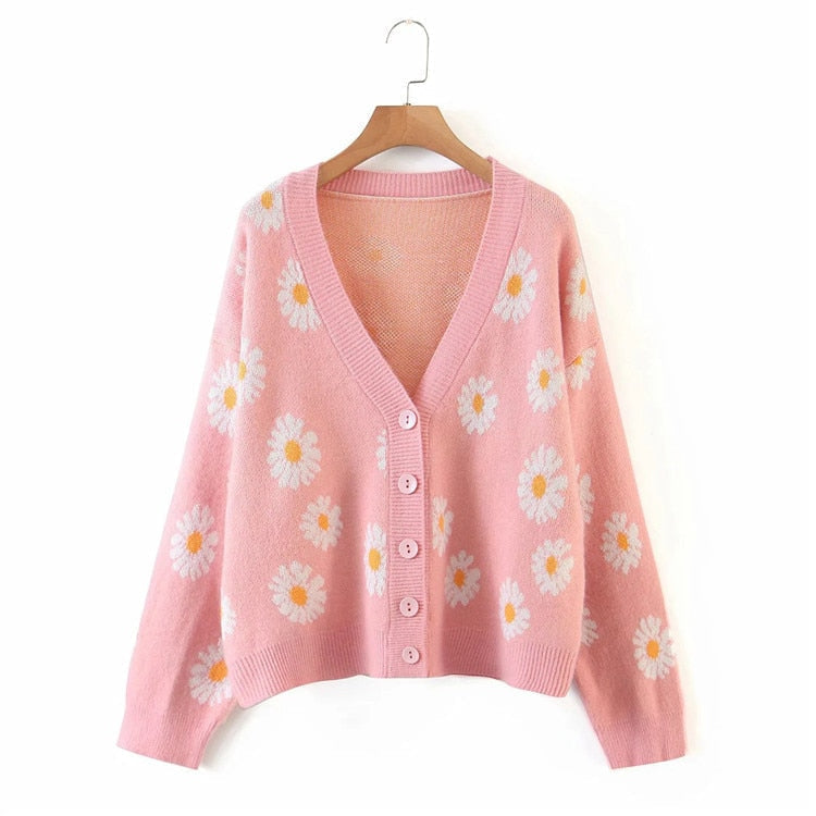 Daisy gal cardigan - cardigan - daisy - floral - flowers - kawaii