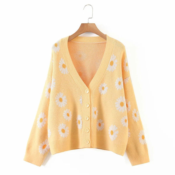 Daisy gal cardigan - cardigan - daisy - floral - flowers - kawaii