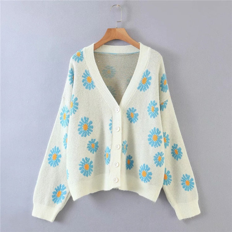 Daisy gal cardigan - cardigan - daisy - floral - flowers - kawaii