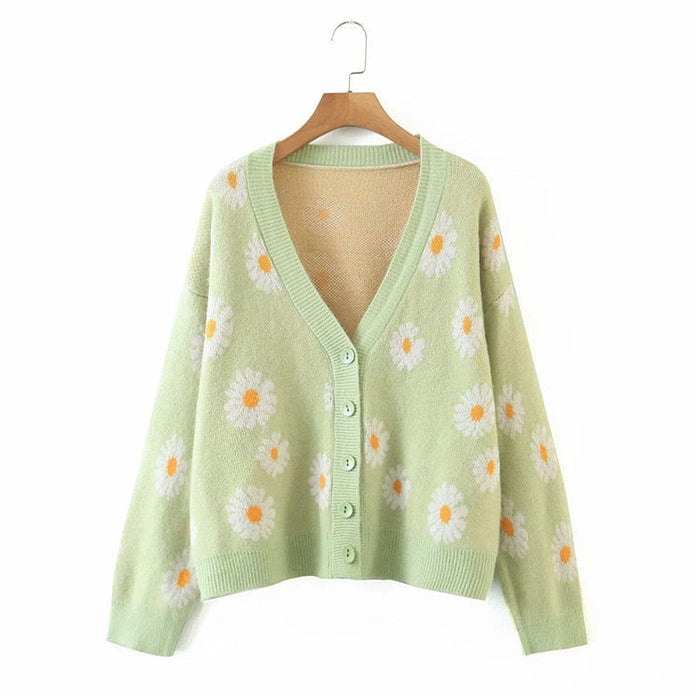 Daisy Gal Pastel Pink Blue Floral Cardigan Sweater | Kawaii Babe