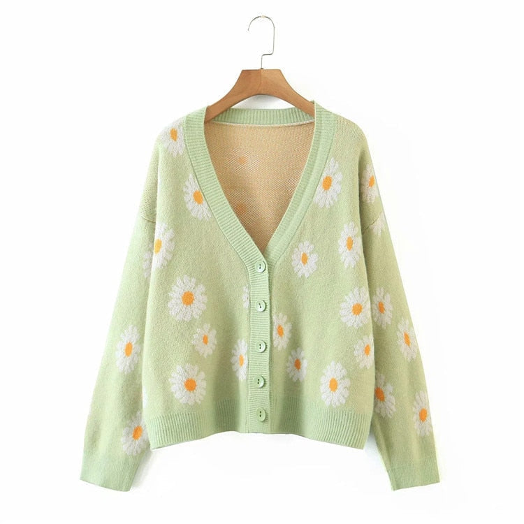 Daisy gal cardigan - cardigan - daisy - floral - flowers - kawaii