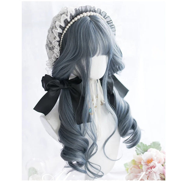 Dark blue gothic wig - bangs - blue - cosplay wig - wigs - cosplaying