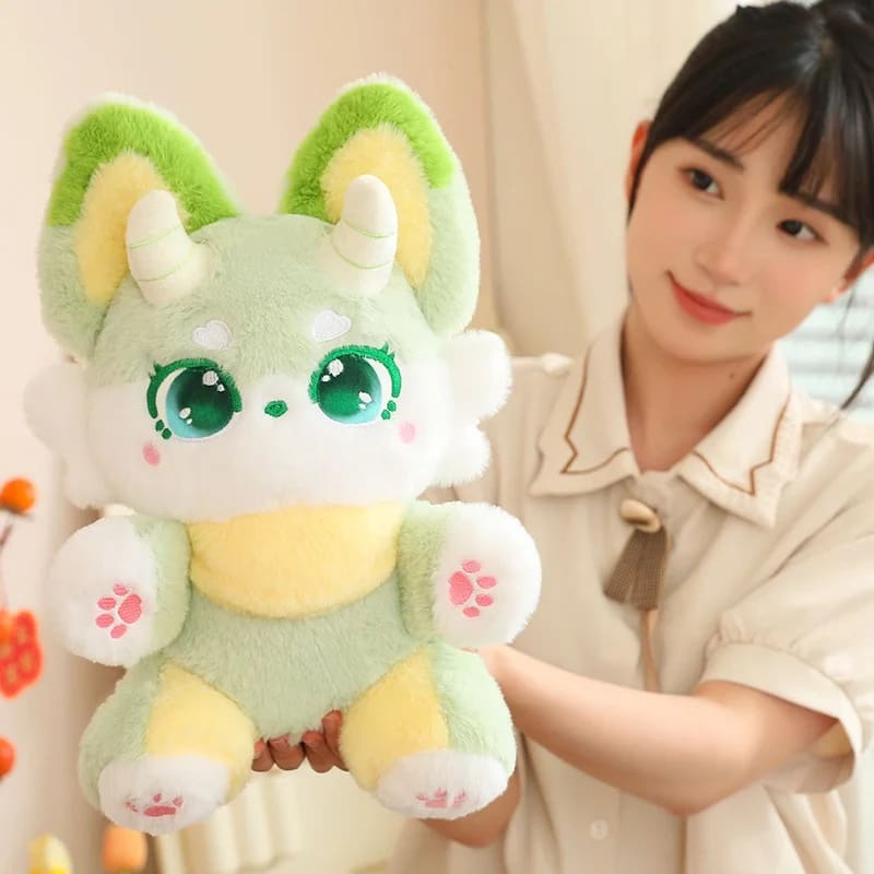 Kawaii demon horned kitsune fox plush toy stuffed animal