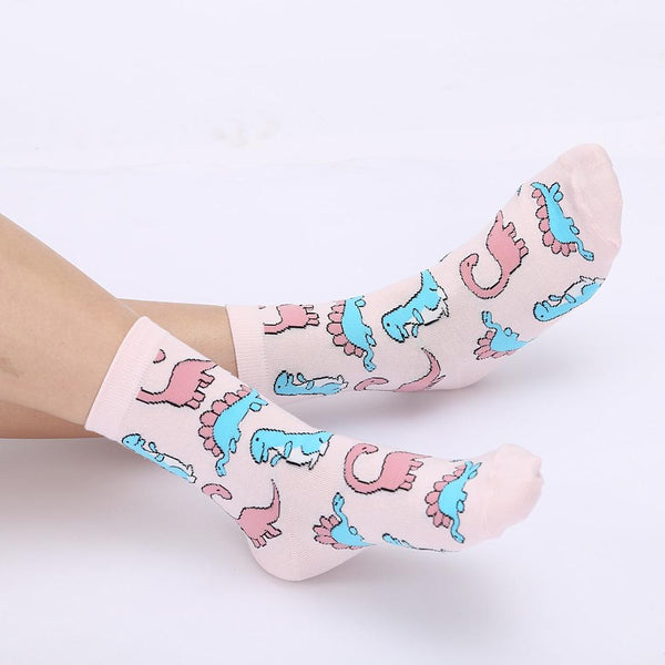 Dino sockies - ankle socks - dinos - dinosaurs - fairy kei - pastel