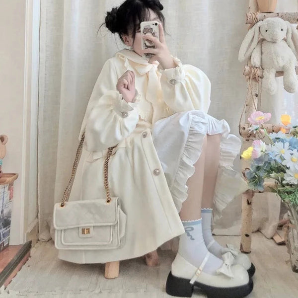 Dolly Cream Ruffles and Bows Button Up Jacket