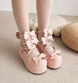 Dolly platform mary janes - bows - heart - hearts - heels - kawaii