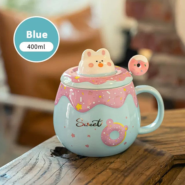 Donut cat ceramic mug - cats - cup - glass - glassware - kawaii