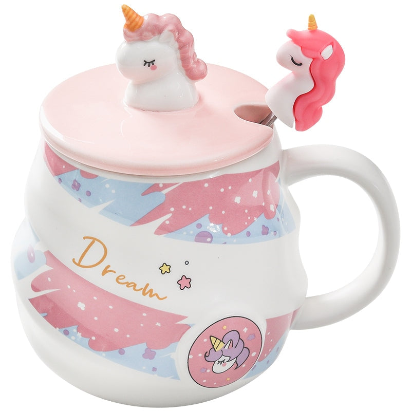 Dream Unicorn Mug & Spoon - blue and pink, ceramic, cup, cups, mugs Kawaii Babe