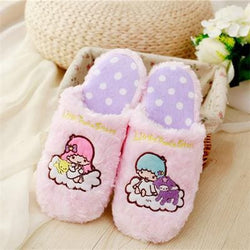 Kawaii dreamy purple plush slippers fashion