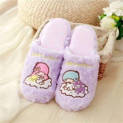 Kawaii dreamy purple plush slippers fashion