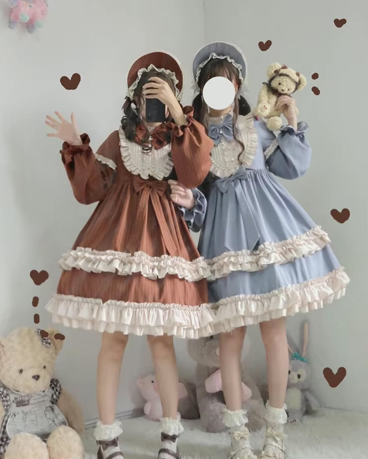 Dusty Pink Layered Ruffled Lace Maid Dress | Kawaii Babe