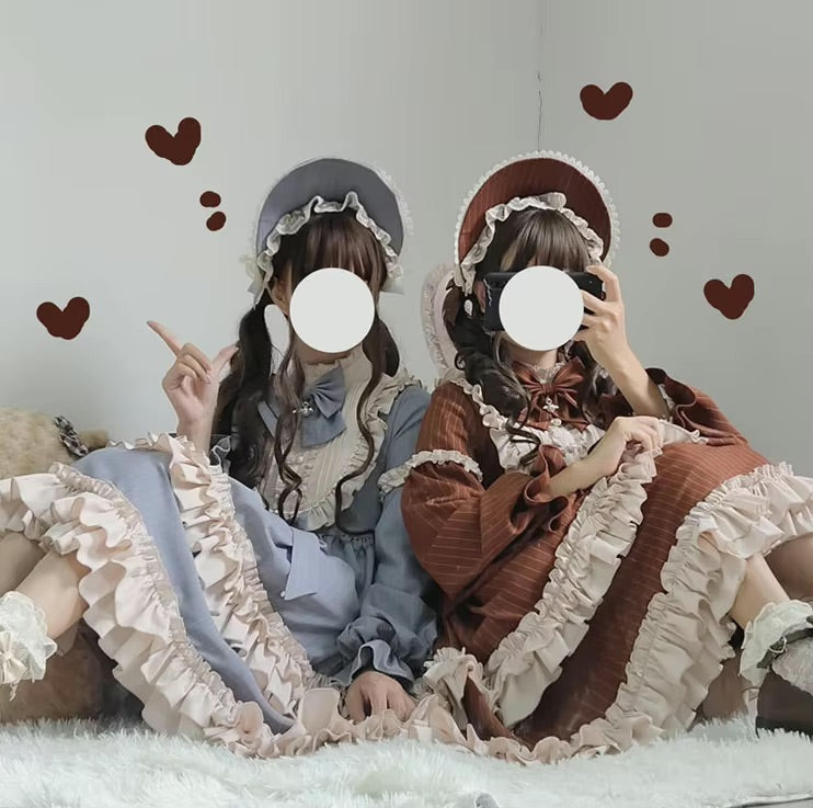 Dusty Pink Layered Ruffled Lace Maid Dress | Kawaii Babe