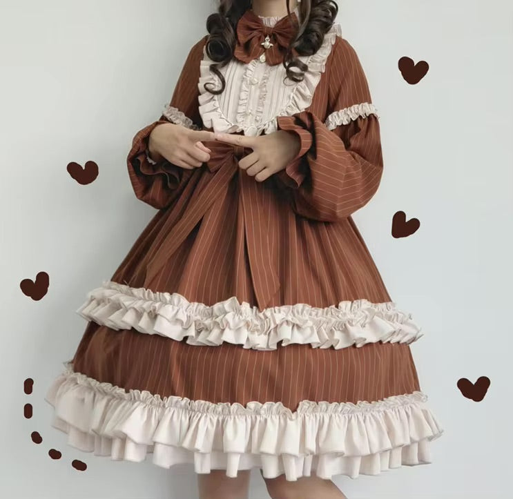 Dusty Pink Layered Ruffled Lace Maid Dress | Kawaii Babe