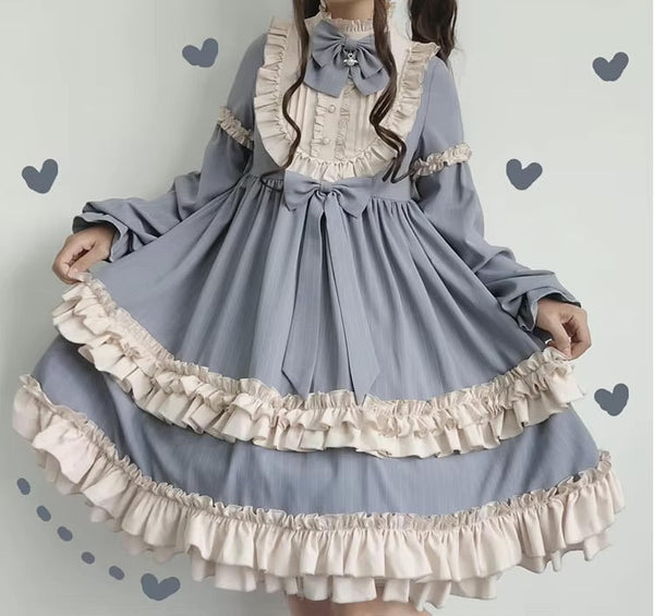 Dusty pink maid dress - dress - kawaii - lace - layered - layers