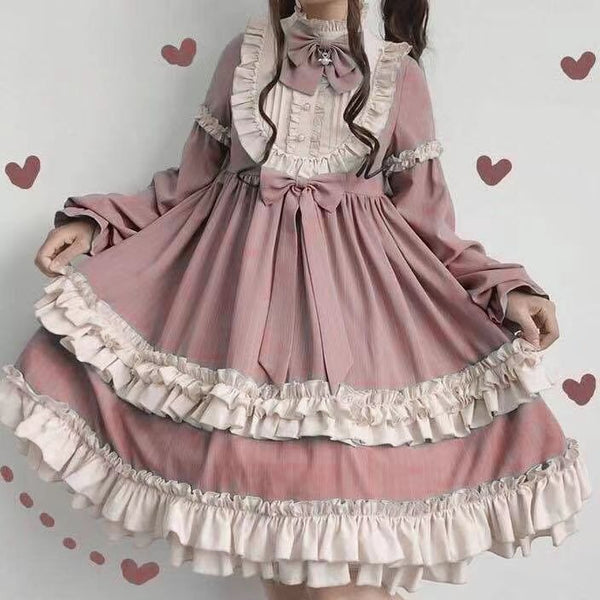 Dusty pink maid dress - dress - kawaii - lace - layered - layers