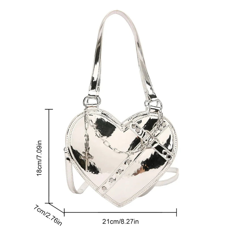 Edgy holographic heart purse - bag - heart - hearts - holographic - kawaii