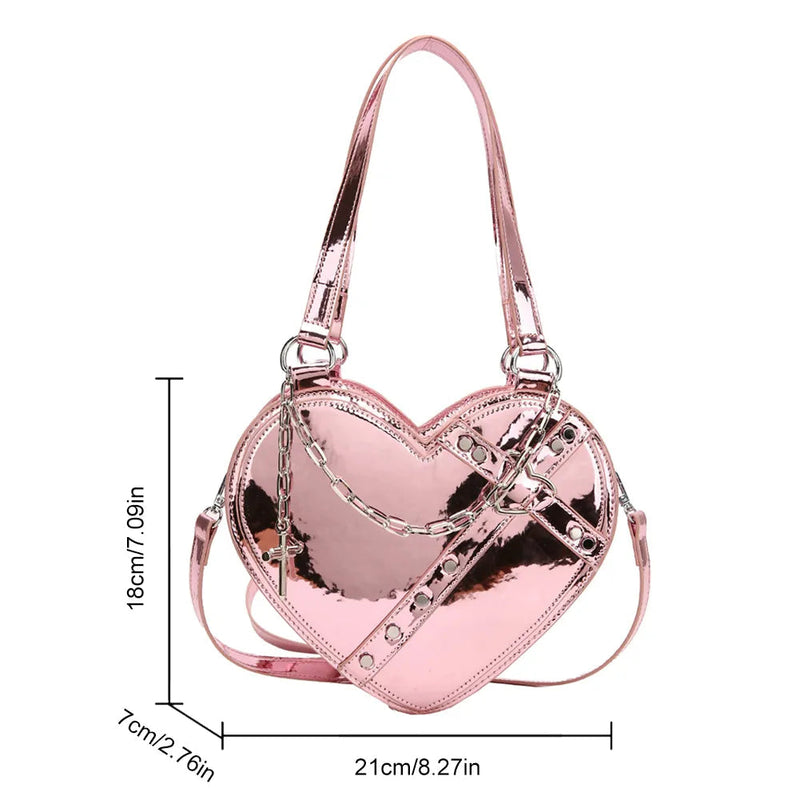 Edgy holographic heart purse - bag - heart - hearts - holographic - kawaii