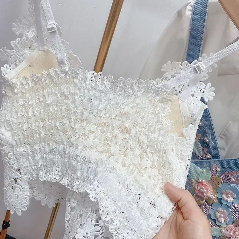 Kawaii embroidered butterfly camisole tank top fairycore