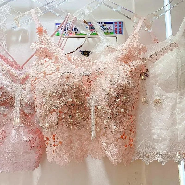 Kawaii embroidered butterfly camisole tank top fairycore