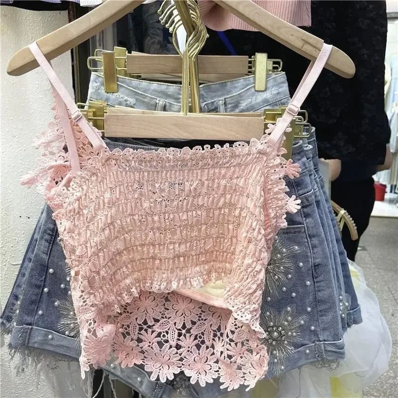 Kawaii embroidered butterfly camisole tank top fairycore