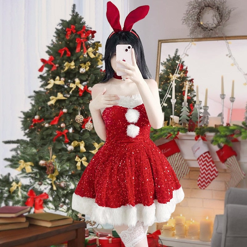 Kawaii Festive Glam Dress Red / L Kawaii Festive Glam Dress Red / L