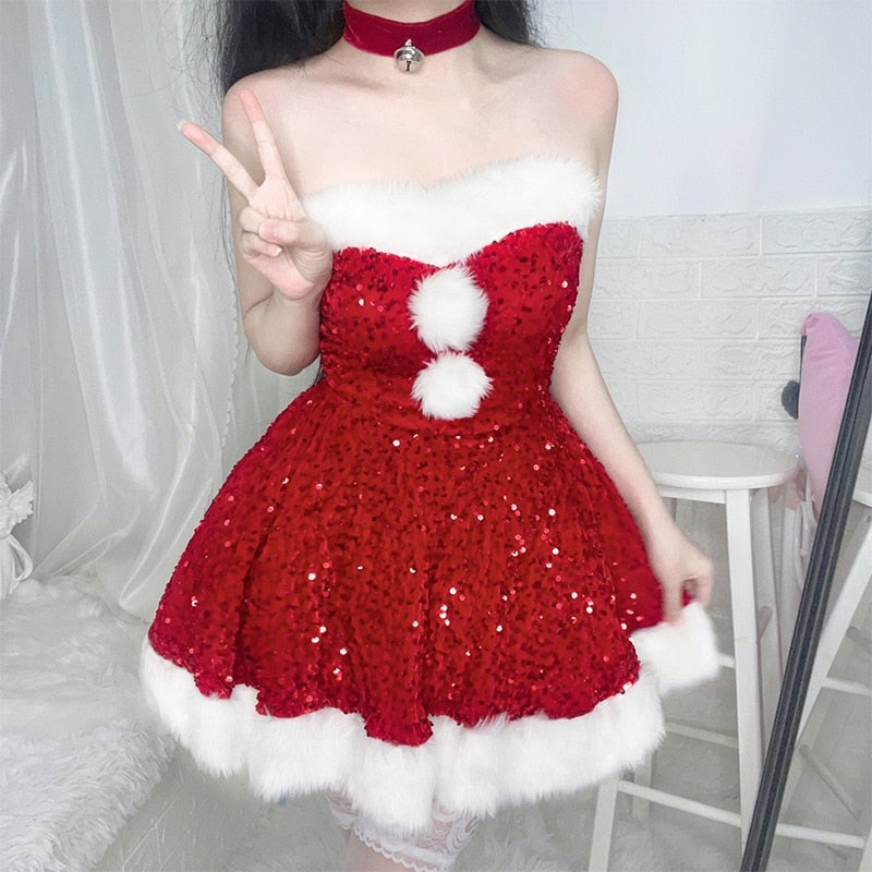 Kawaii Festive Glam Dress Red / L Kawaii Festive Glam Dress Red / L