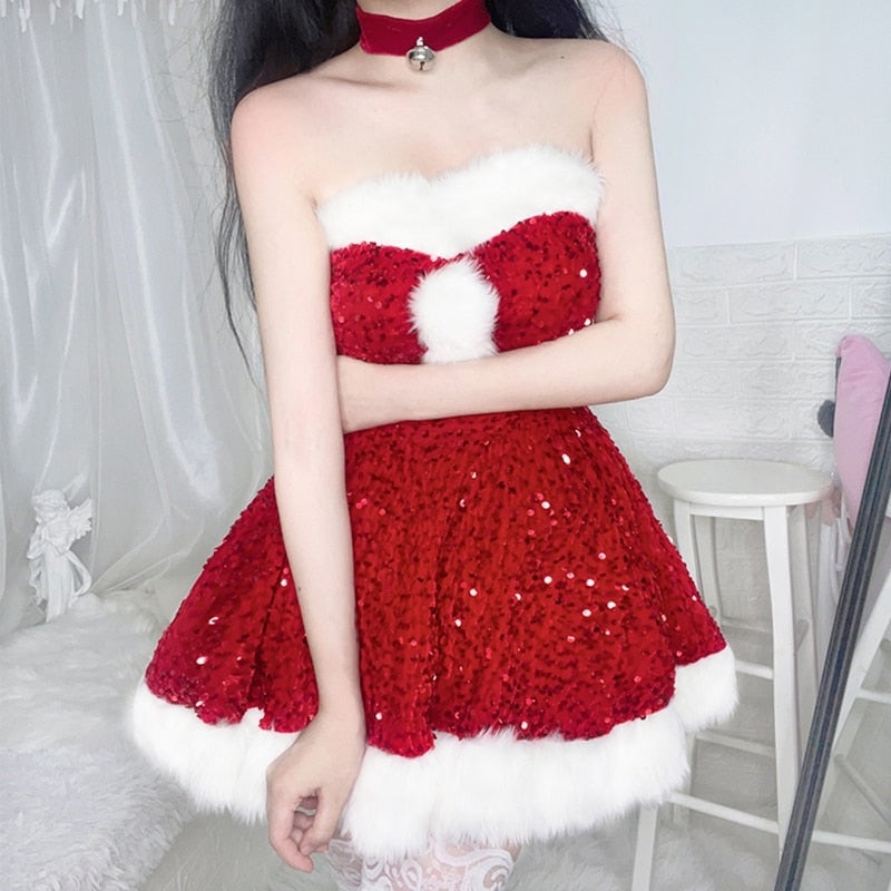 Kawaii Festive Glam Dress Red / L Kawaii Festive Glam Dress Red / L