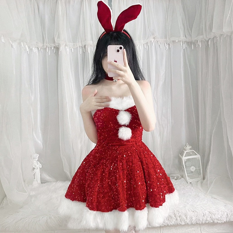 Kawaii Festive Glam Dress Red / L Kawaii Festive Glam Dress Red / L