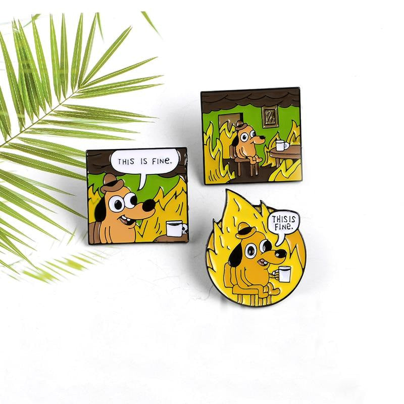 This Is Fine Badge Clip Dog Fire Meme Reel Clip ID BADGE This Is Fine Badge Clip Dog Fire Meme Reel Clip ID BADGE