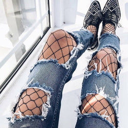 Fishnet stockings (3 styles) - accessories - black - fishnets - holes - hollow