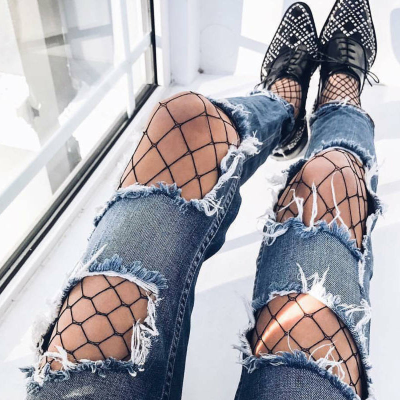 different sytles with fish nets Kawaii Fishnet Stockings Tights Classic with 3 Size Holes Wide Holes