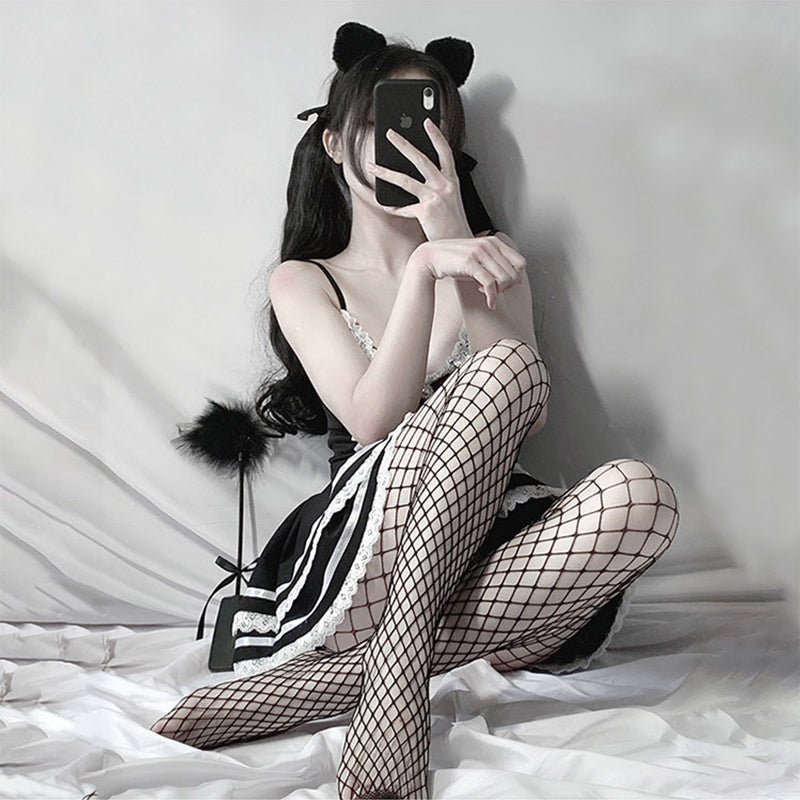 Fishnet stockings (3 styles) - accessories - black - fishnets - holes - hollow