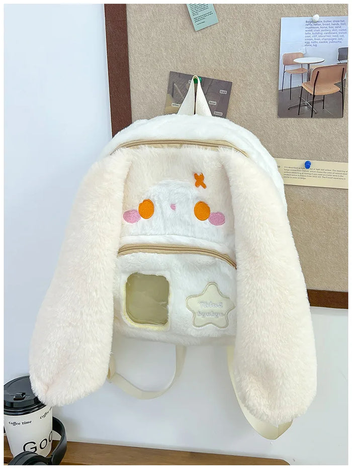 bunny ears leather backpack Kawaii Floppy Bunny Ear Plush Book Bag – Kawaii Babe