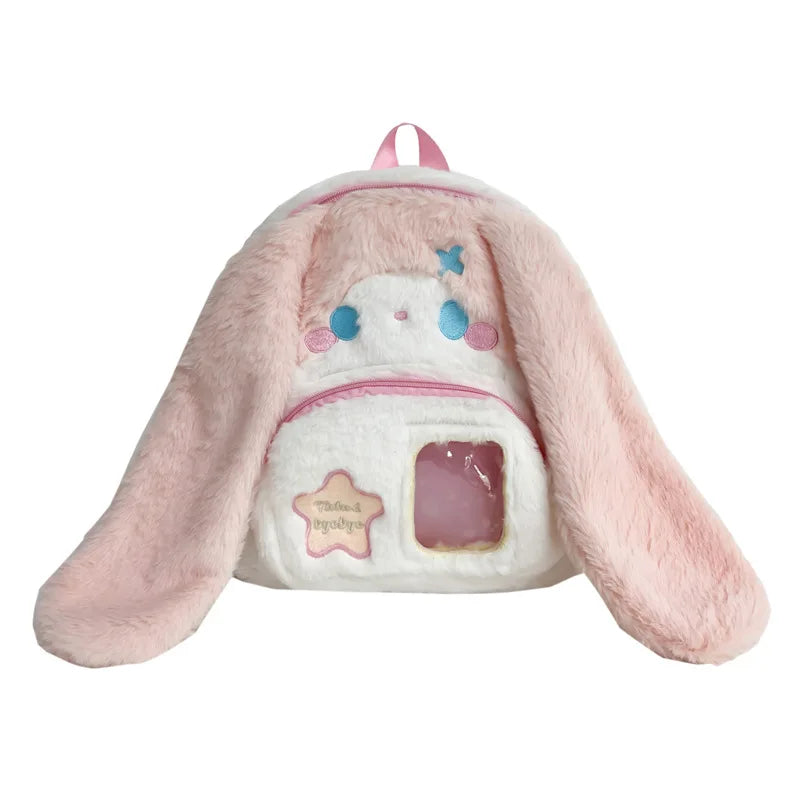 bunny ears leather backpack Kawaii Floppy Bunny Ear Plush Book Bag – Kawaii Babe
